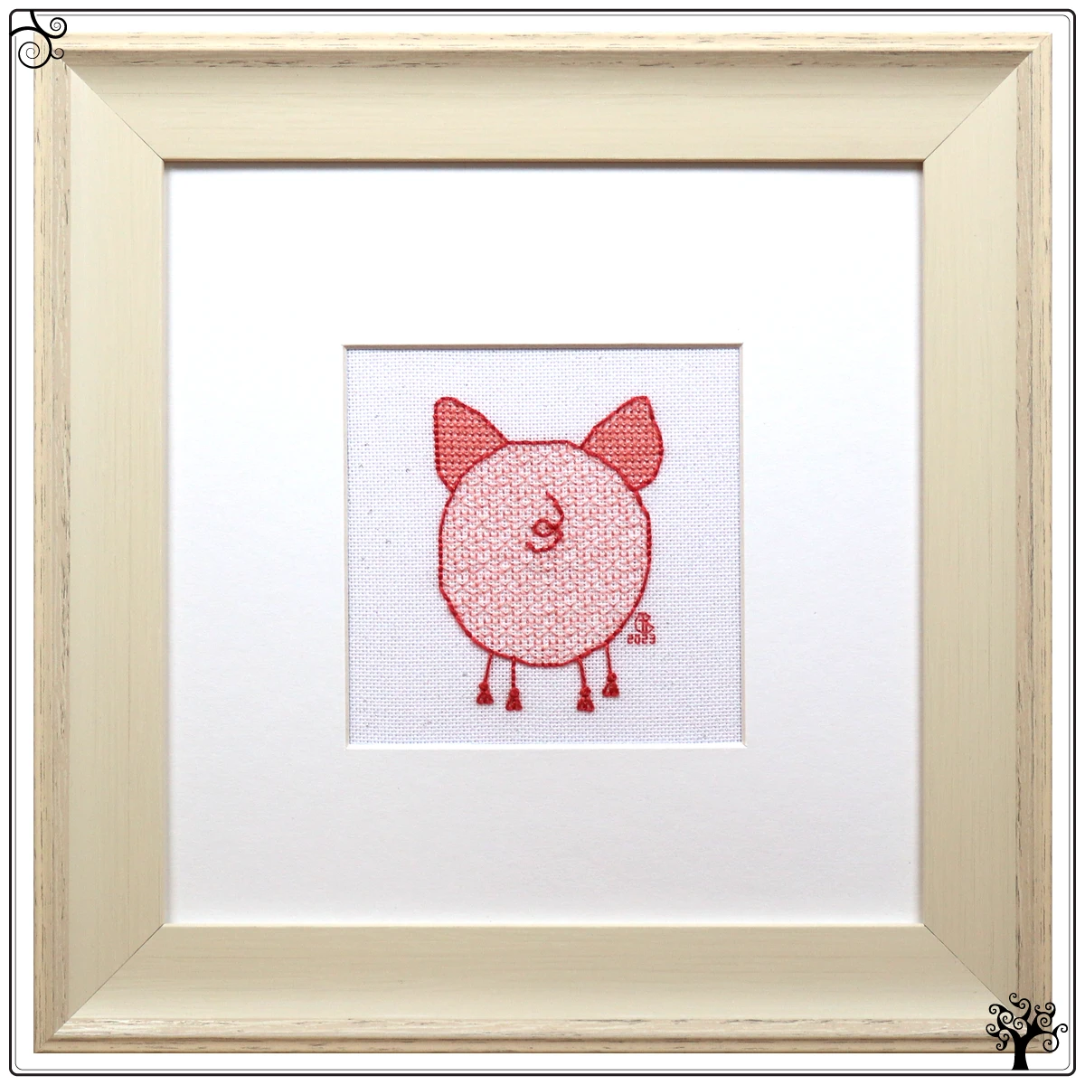 mini piggy back blackwork kit or pattern