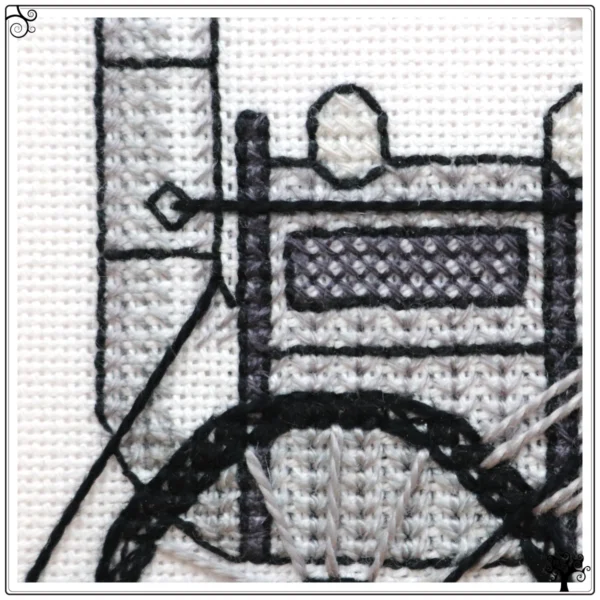 The Rocket Steam Locomotive Blackwork Embroidery Kit or Pattern