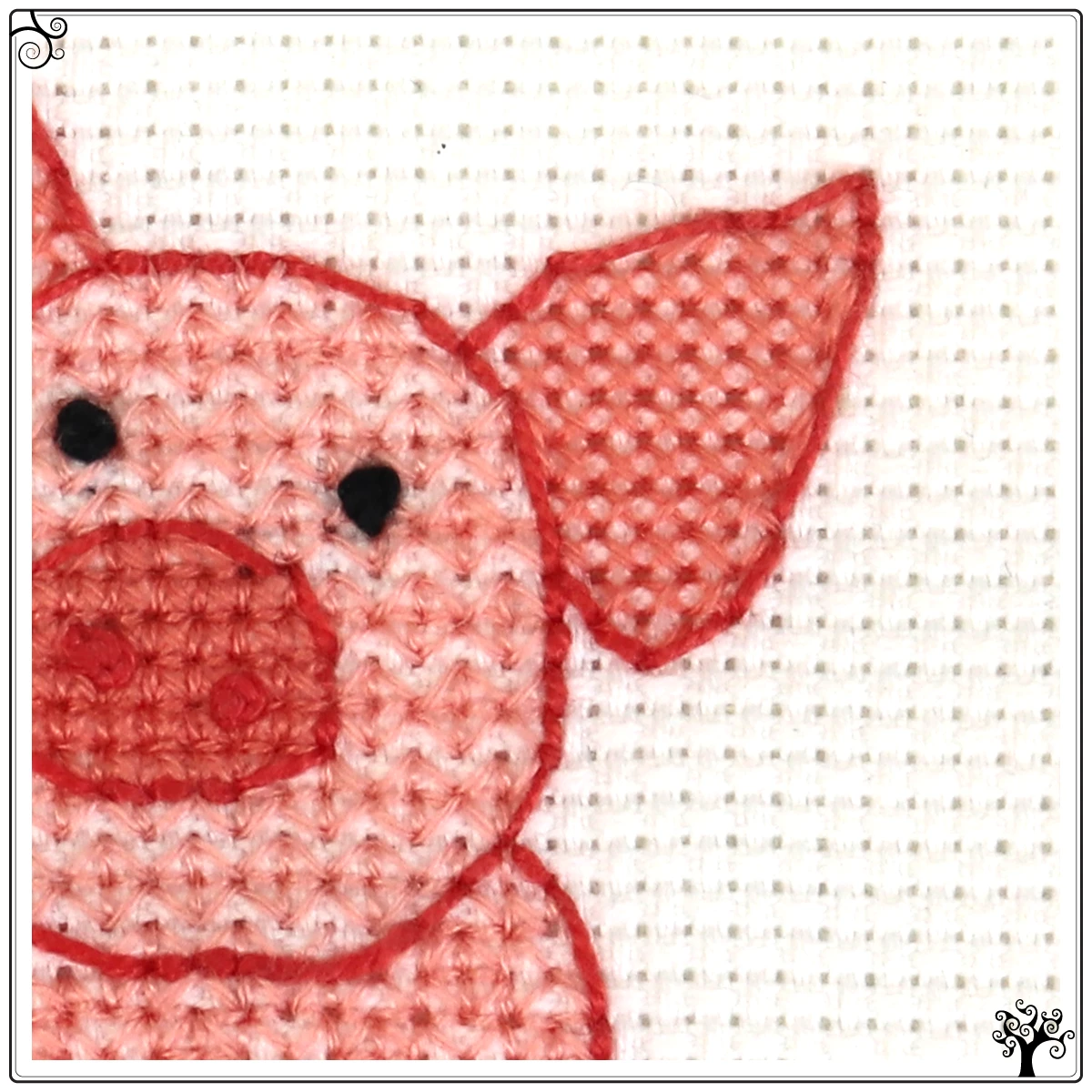 coaster kit blackwork embroidery mini pig cute