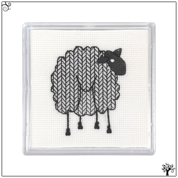 coaster kit blackwork embroidery mini sheep back