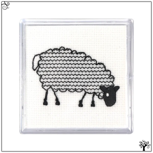 coaster kit blackwork embroidery mini sheep grazing