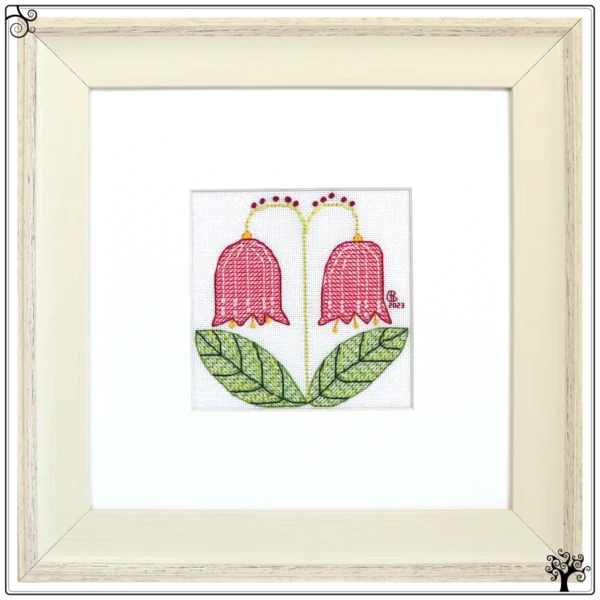 Mini folk flower bells blackwork embroidery kit or pattern