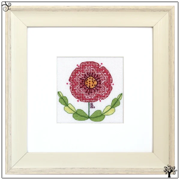 Mini folk flower bells blackwork embroidery kit or pattern