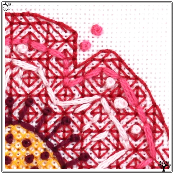 Mini Folk Flower Poppy Blackwork Embroidery Kit or Pattern