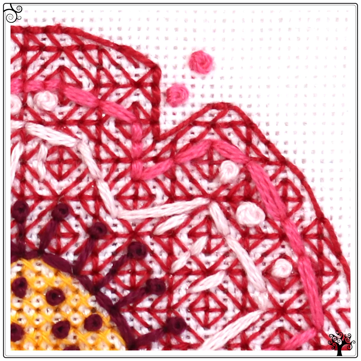 Mini folk flower bells blackwork embroidery kit or pattern