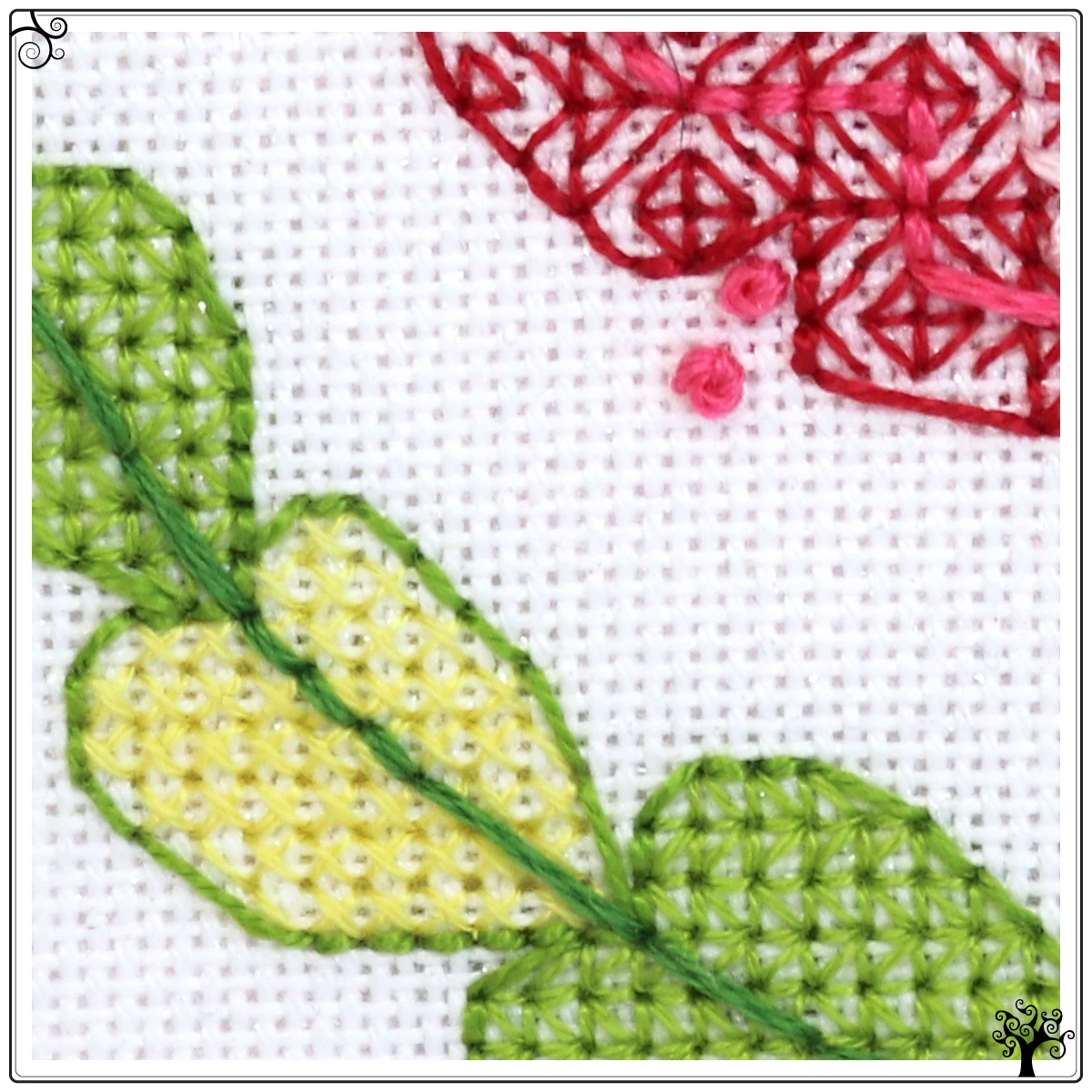 Mini folk flower bells blackwork embroidery kit or pattern