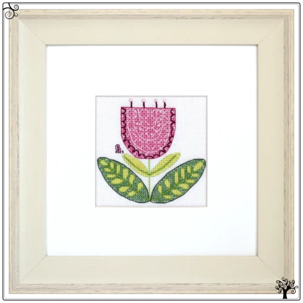 Mini folk flower tulip blackwork embroidery kit or pattern