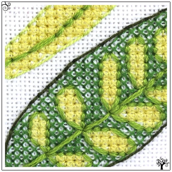 Mini folk flowers tulip blackwork embroidery kit or pattern