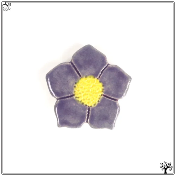 ceramic needle minder purple flower