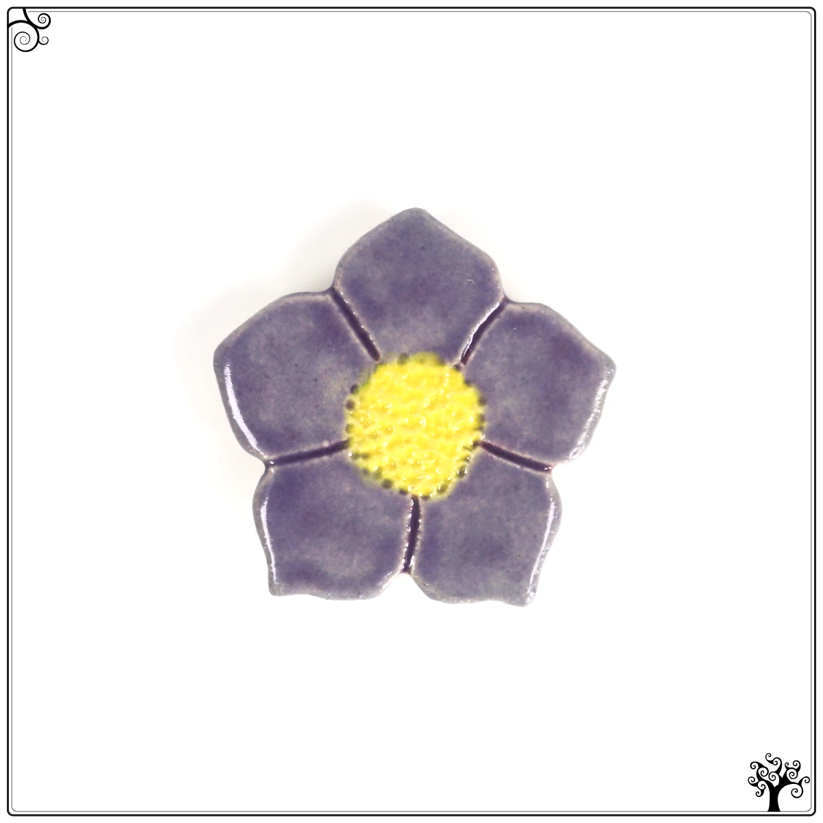 ceramic needle minder purple flower