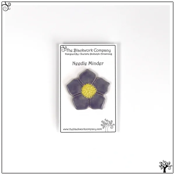 Ceramic Needle Minder Purple Flower