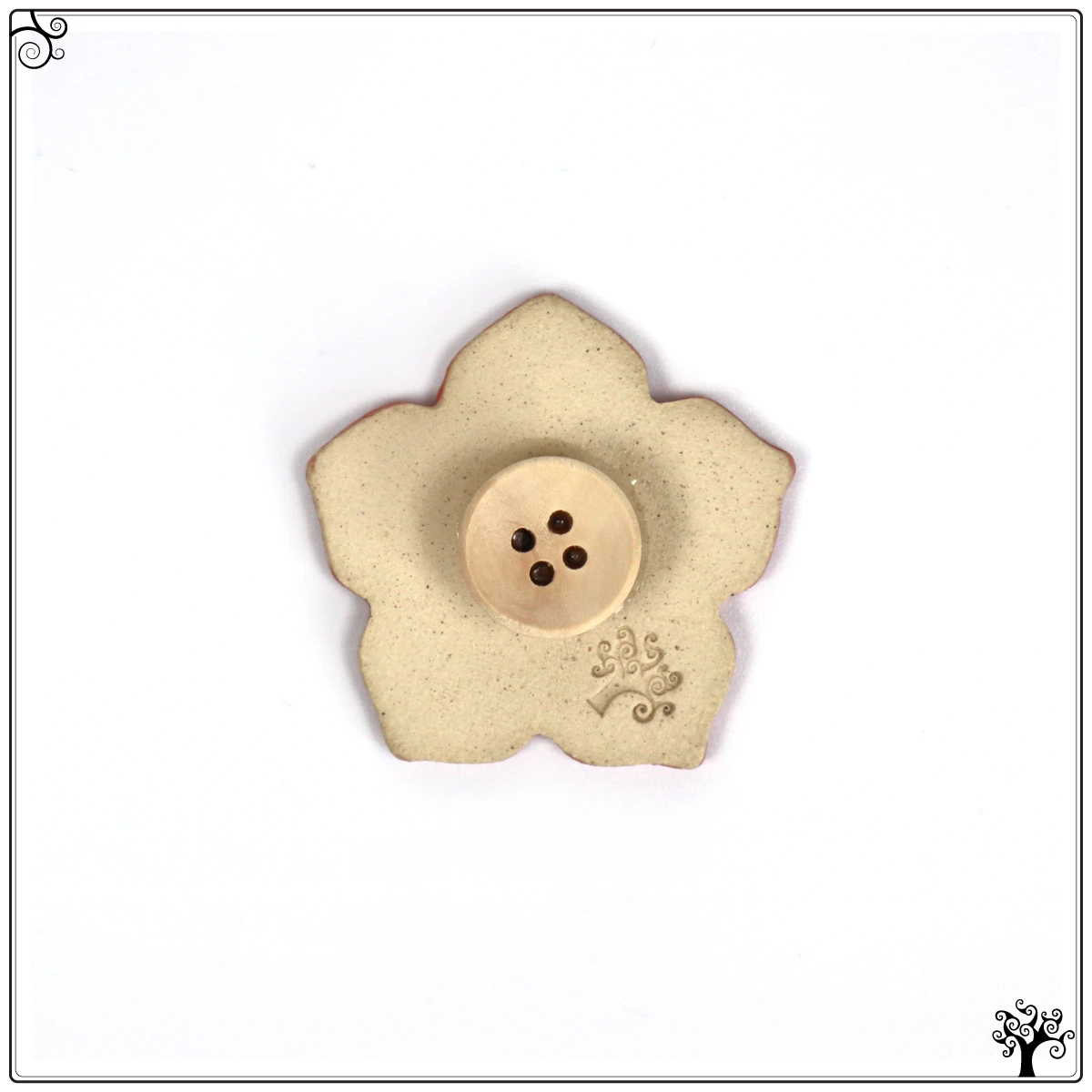 ceramic needle minder red flower