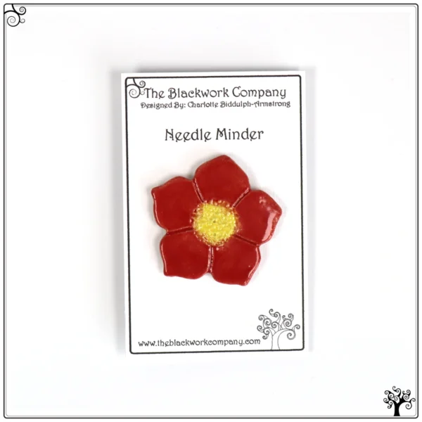 Ceramic Needle Minder Red Flower