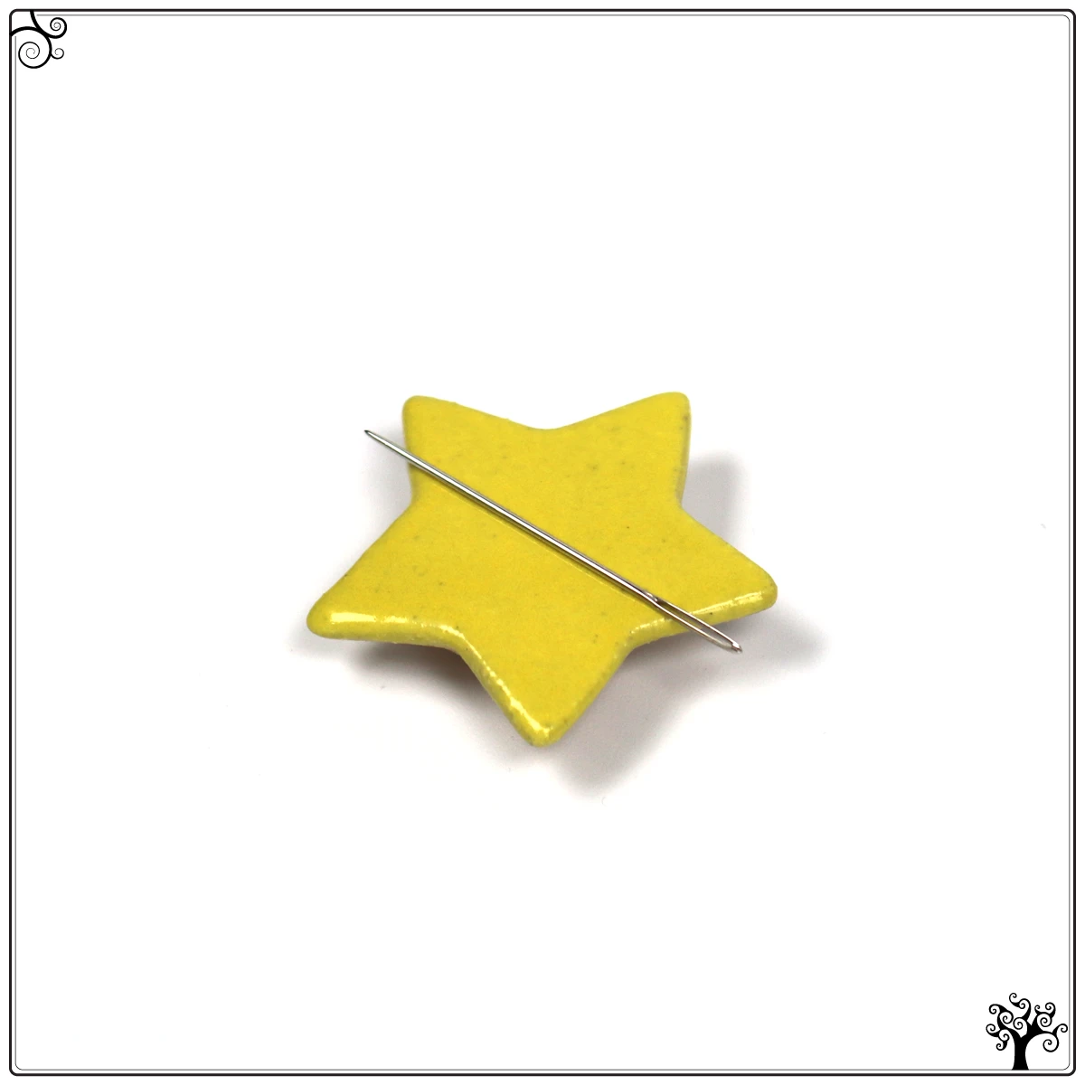 ceramic needle minder yellow star