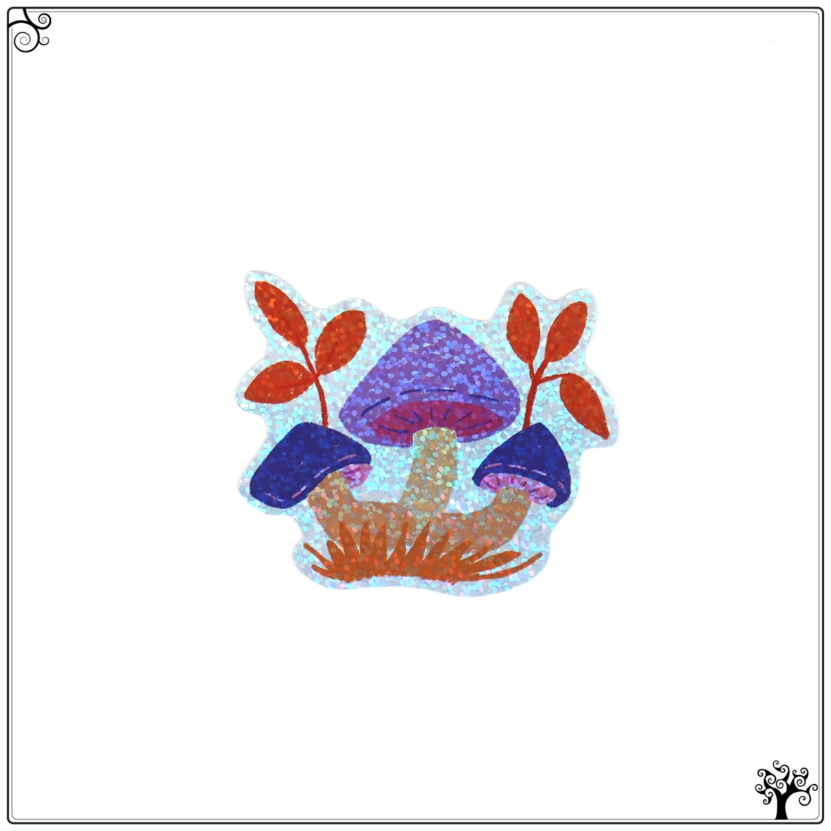 sticker pack holographic mushrooms - vinyl