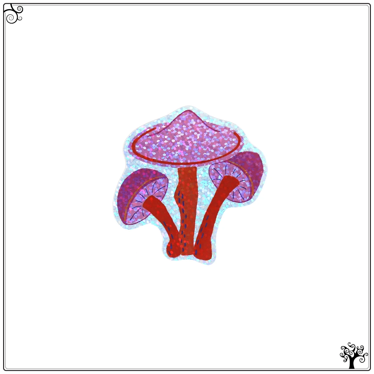 sticker pack holographic mushrooms - vinyl