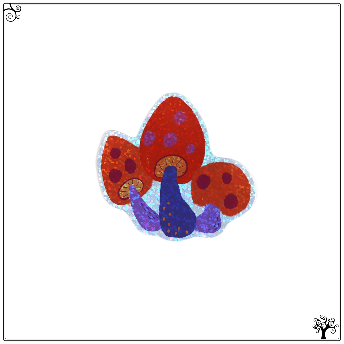 sticker pack holographic mushrooms - vinyl