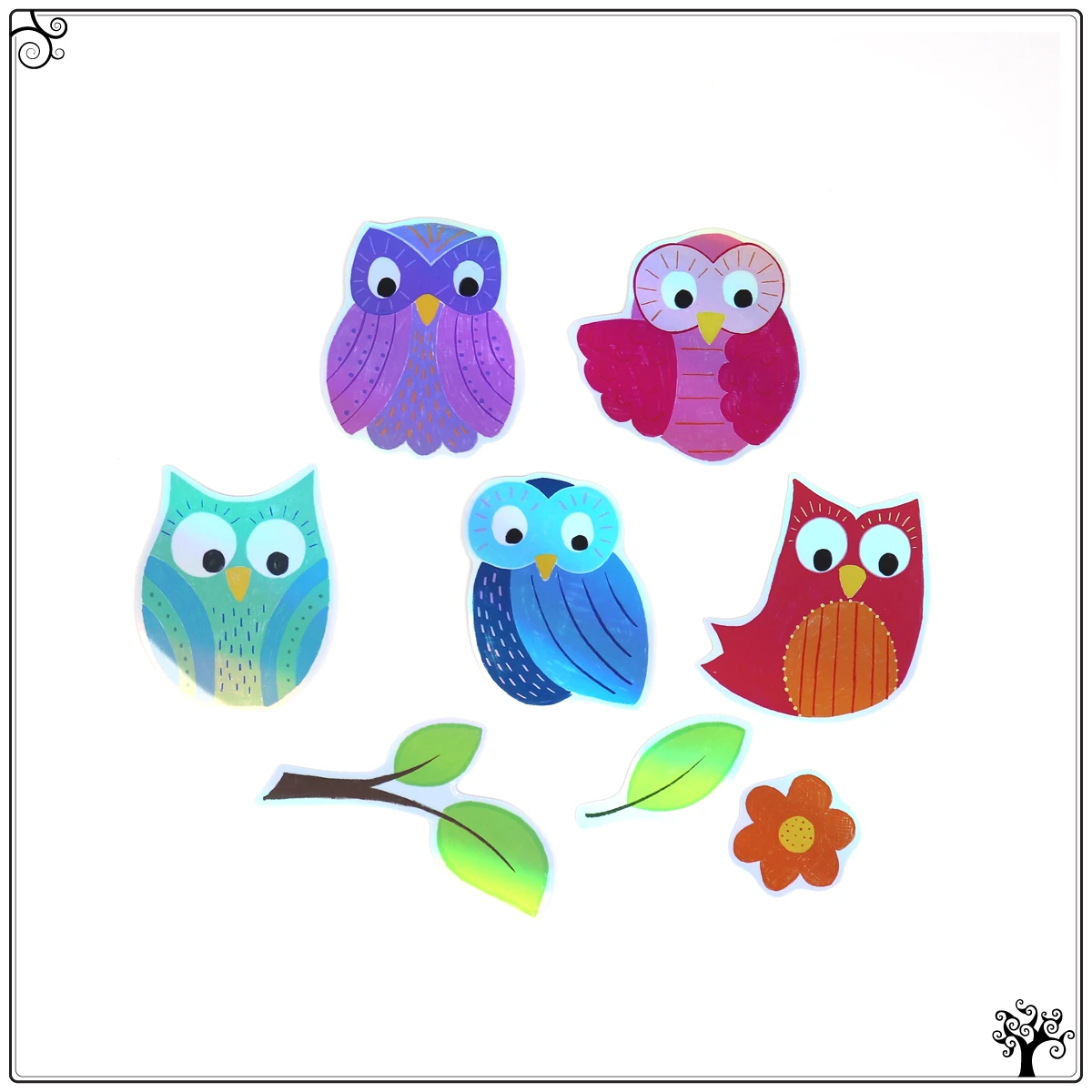 sticker pack holographic owls - vinyl