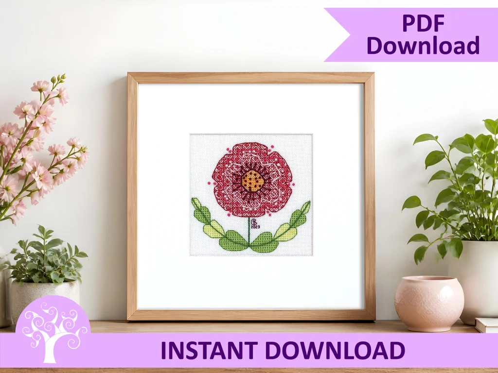 folk flower poppy framed on shelf download