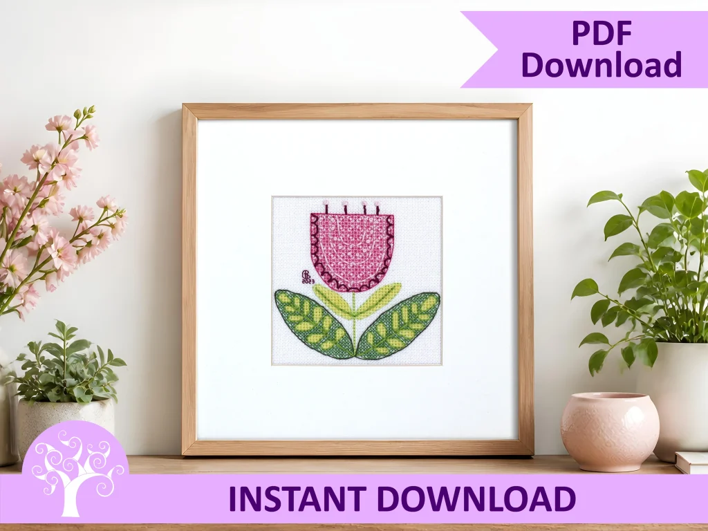 folk flower tulip framed on shelf download